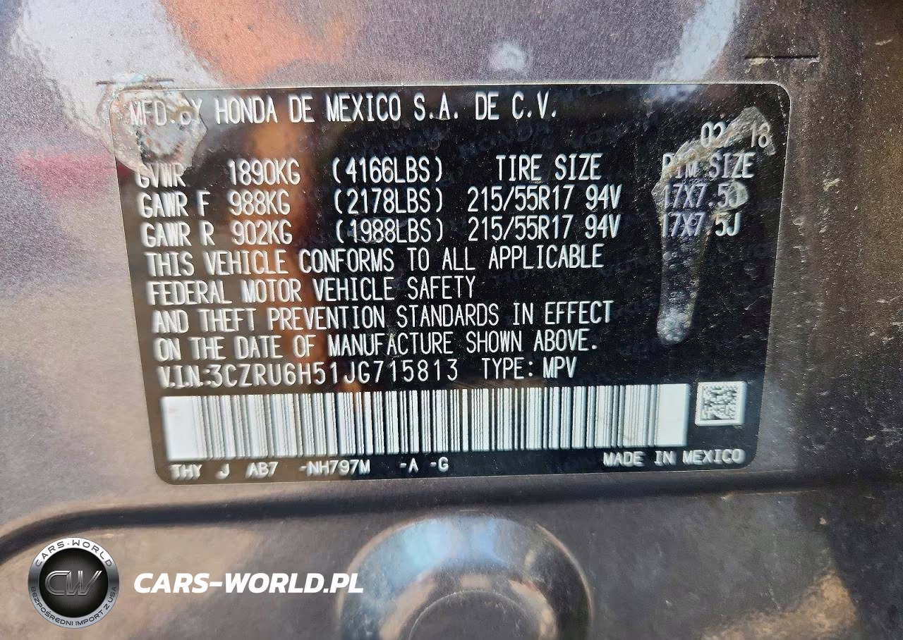 2018 Honda Hr-V Ex VIN:3CZRU6H51JG715813 - 13