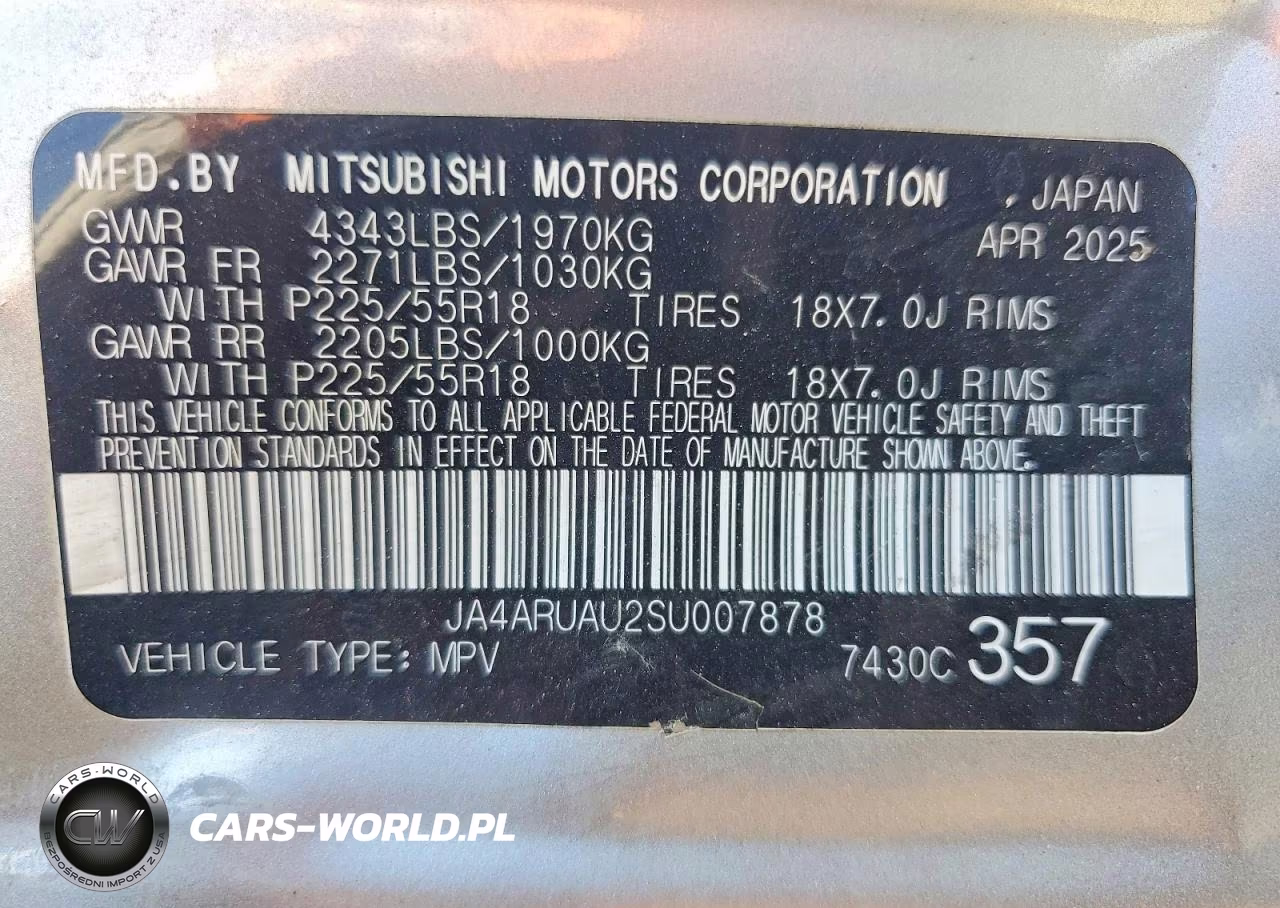 2025 Mitsubishi Outlander Sport S VIN:JA4ARUAU2SU007878 - 14