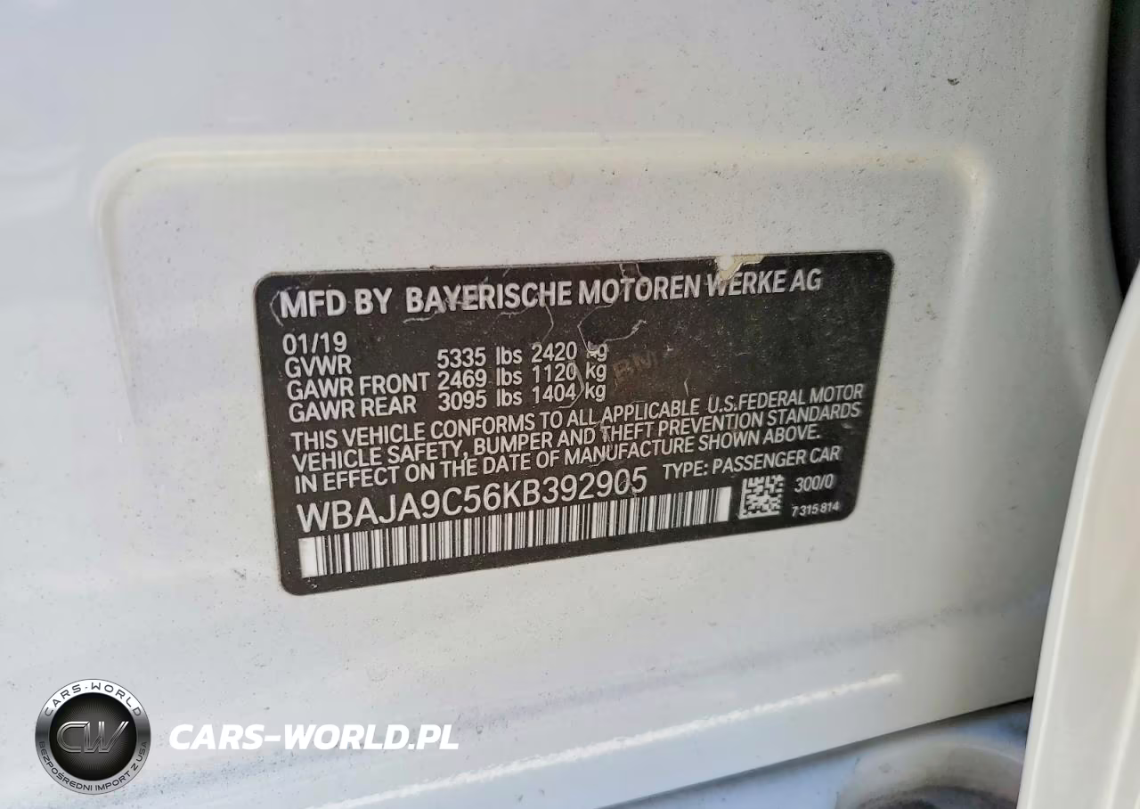 2019 BMW 530E VIN:WBAJA9C56KB392905 - 12