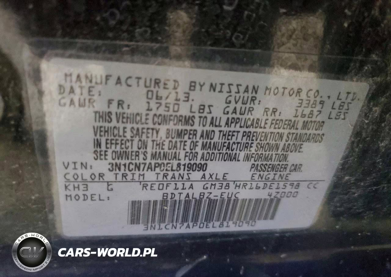 2014 Nissan Versa 1.6 S VIN:3N1CN7AP0EL819090 - 12