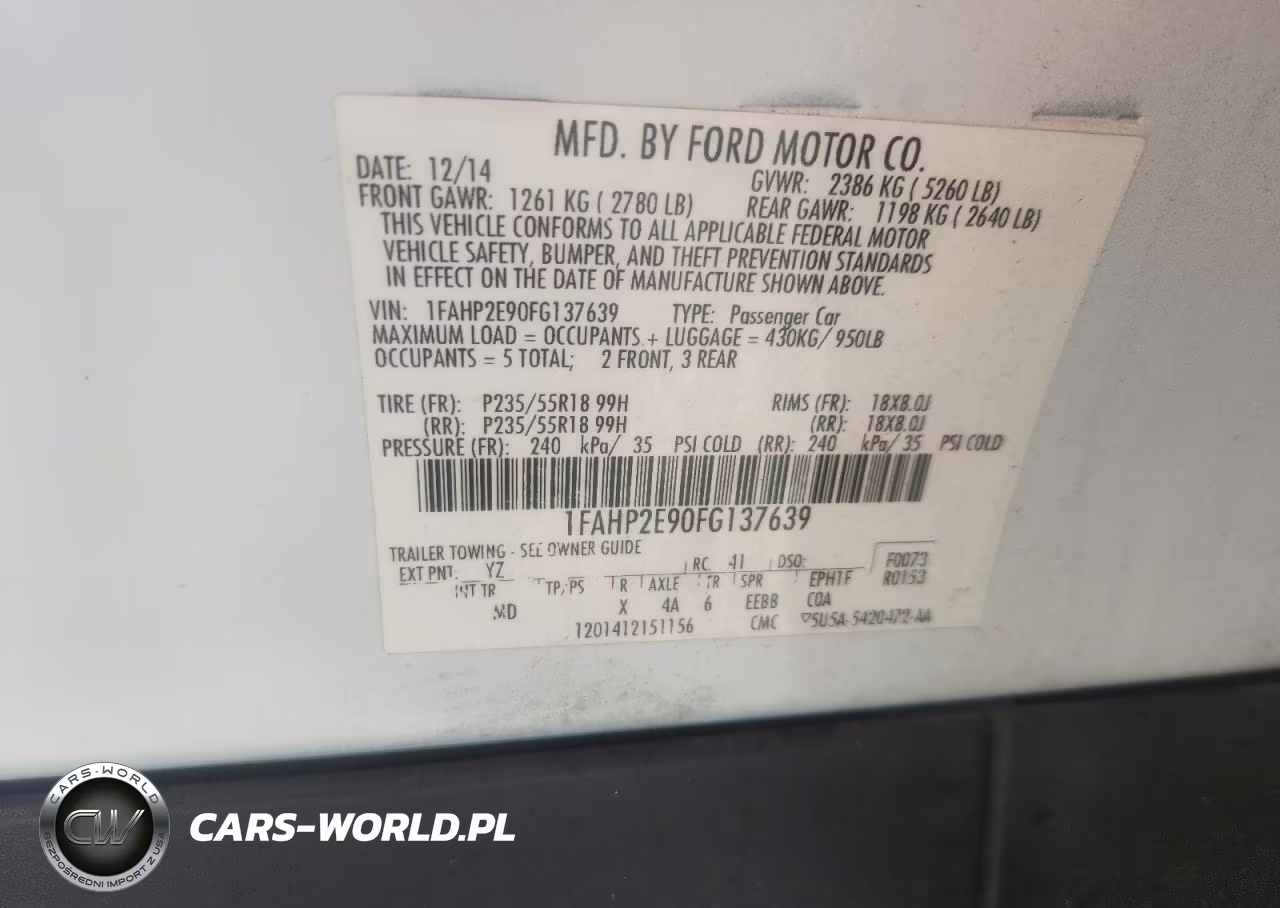 2015 Ford Taurus Sel VIN:1FAHP2E90FG137639 - 12