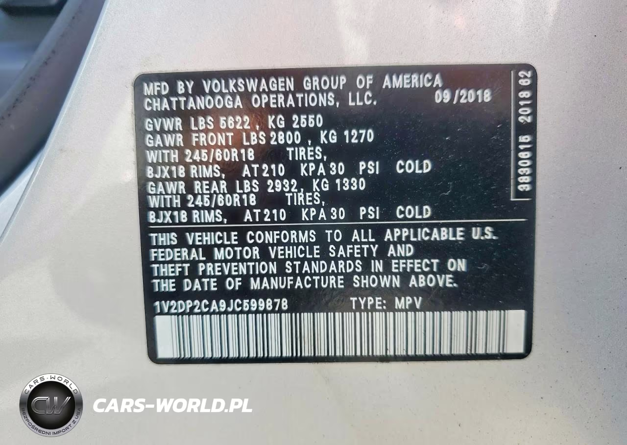 2018 Volkswagen Atlas Se VIN:1V2DP2CA9JC599878 - 13