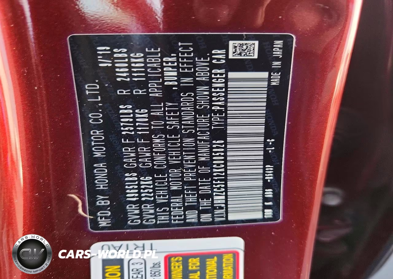 2019 Honda Clarity VIN:JHMZC5F12KC005826 - 13