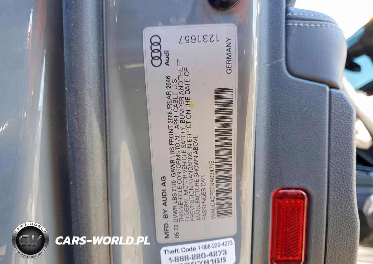 2022 Audi S5 Premium Plus VIN:WAUC4CF55NA034715 - 12