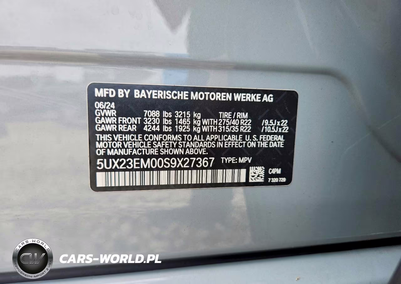 2025 BMW X7 xDrive40I VIN:5UX23EM00S9X27367 - 14