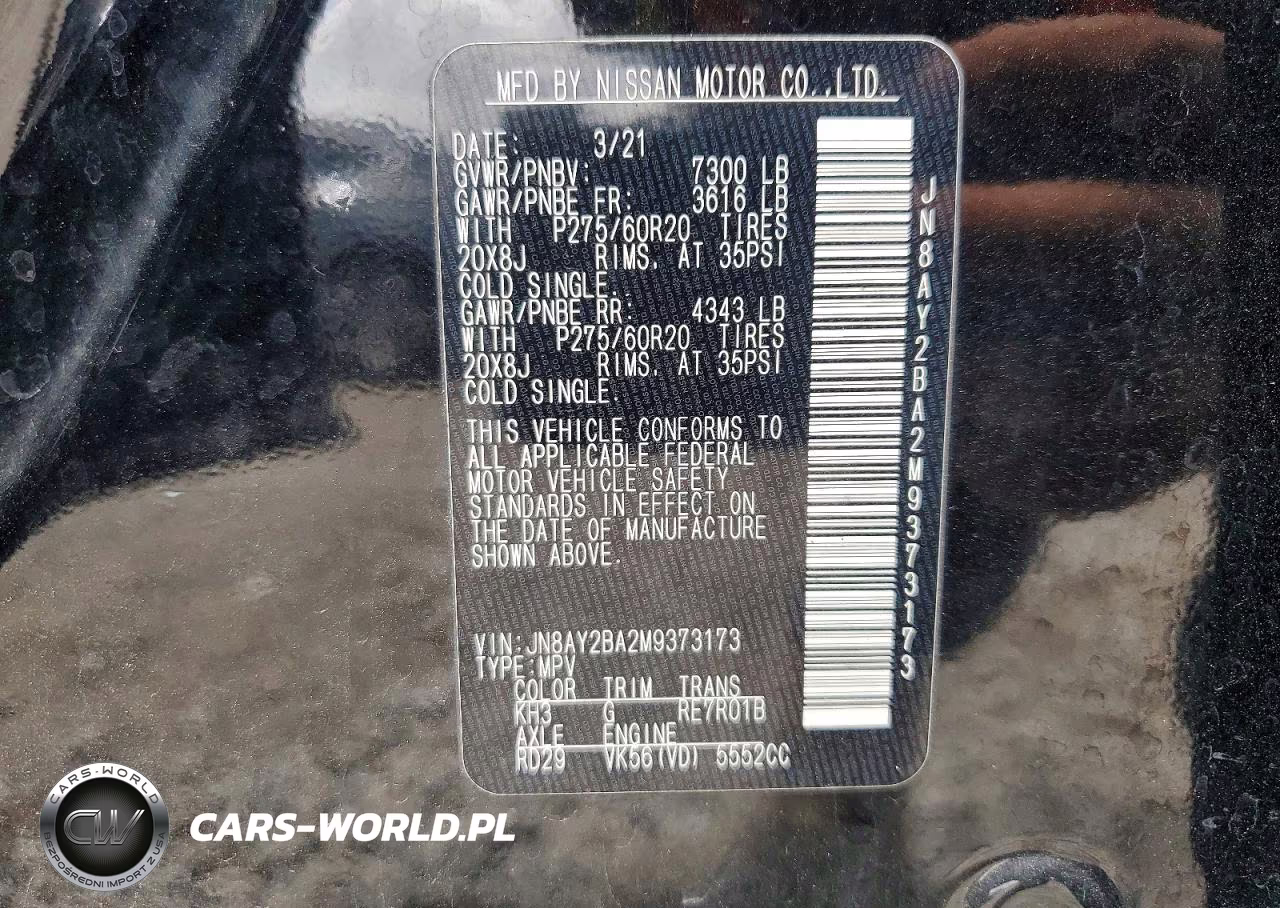 2021 Nissan Armada Sl VIN:JN8AY2BA2M9373173 - 14