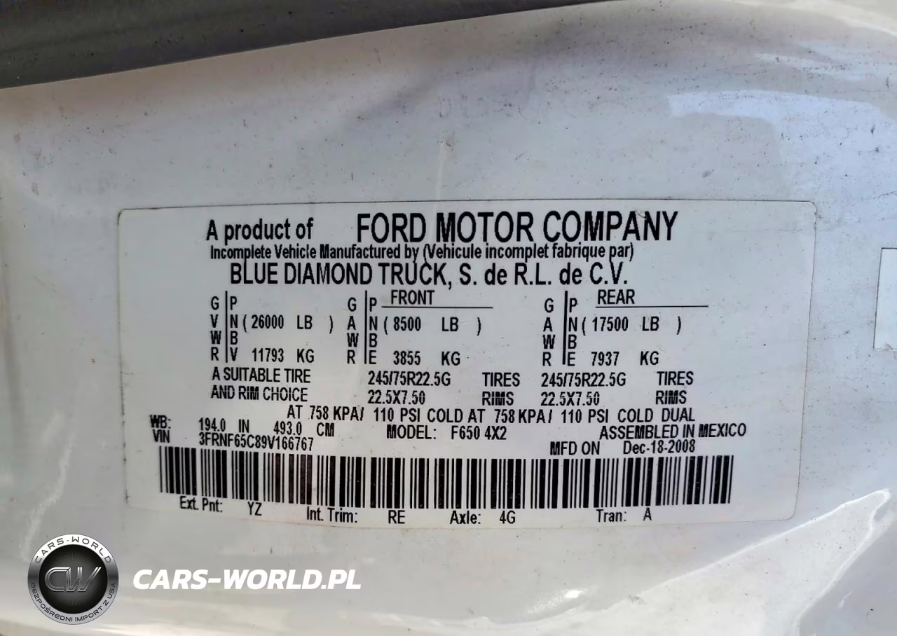 2009 Ford F650 Super Duty VIN:3FRNF65C89V166767 - 12