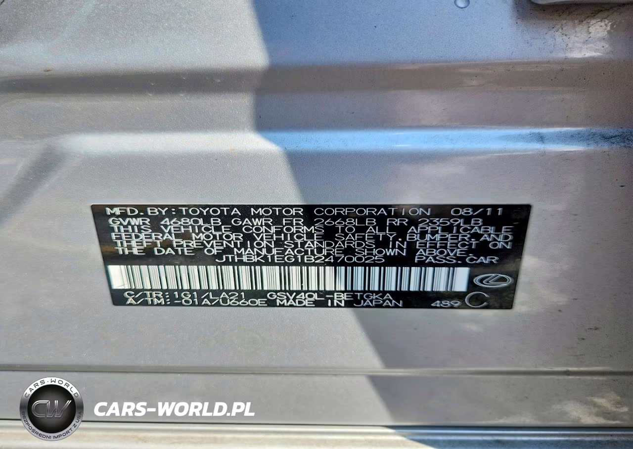 2011 Lexus Es 350 VIN:JTHBK1EG1B2470025 - 13