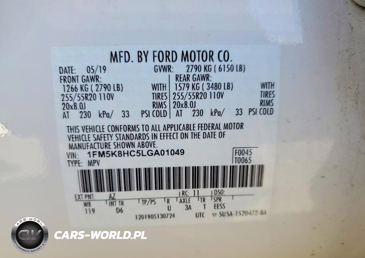 2020 Ford Explorer Platinum VIN:1FM5K8HC5LGA01049 - 12