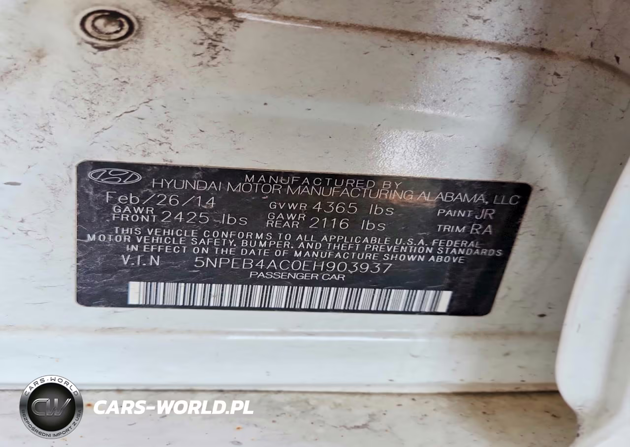 2014 Hyundai Sonata Gls VIN:5NPEB4AC0EH903937 - 12