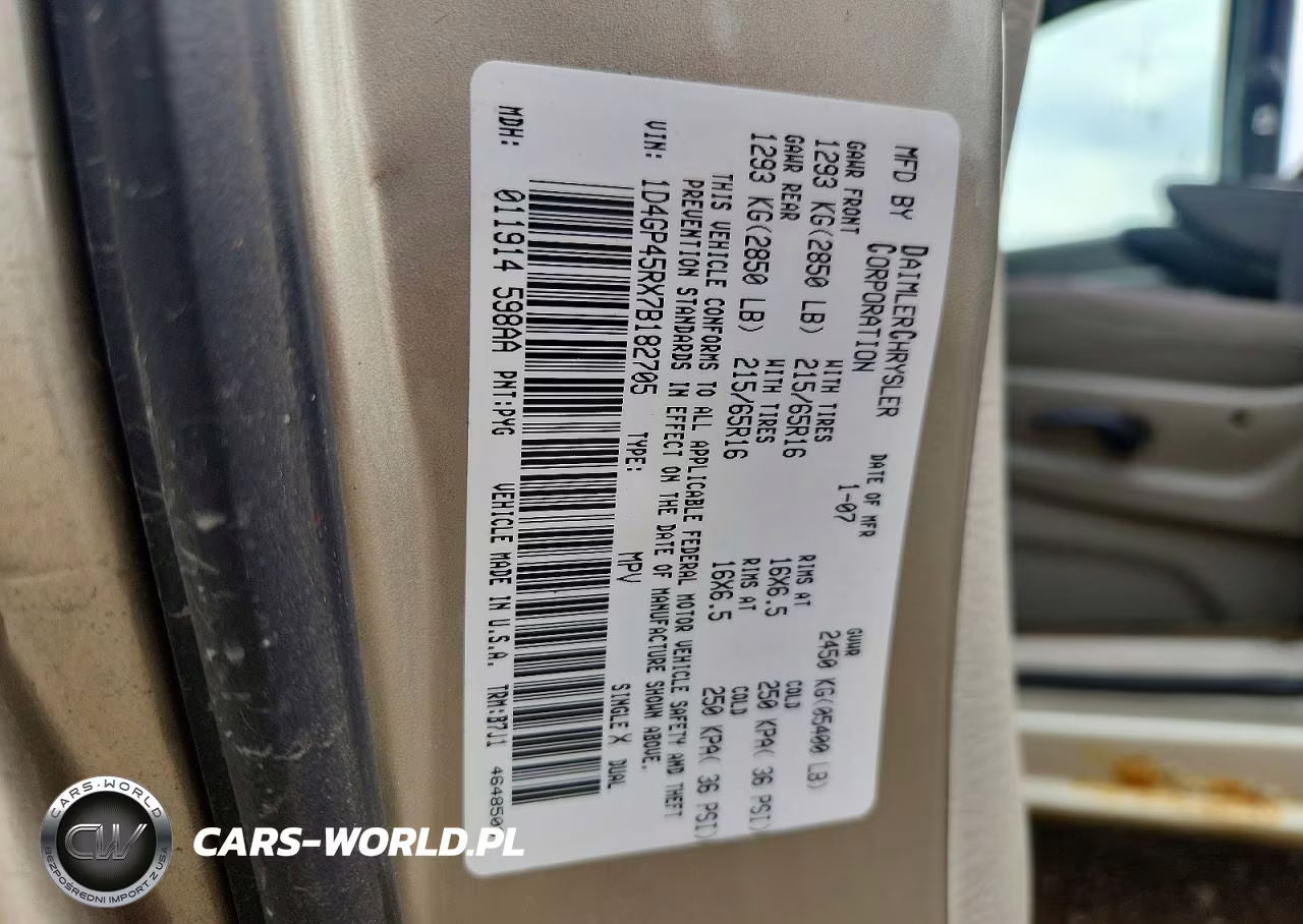 2007 Dodge Caravan Sxt VIN:1D4GP45RX7B182705 - 12