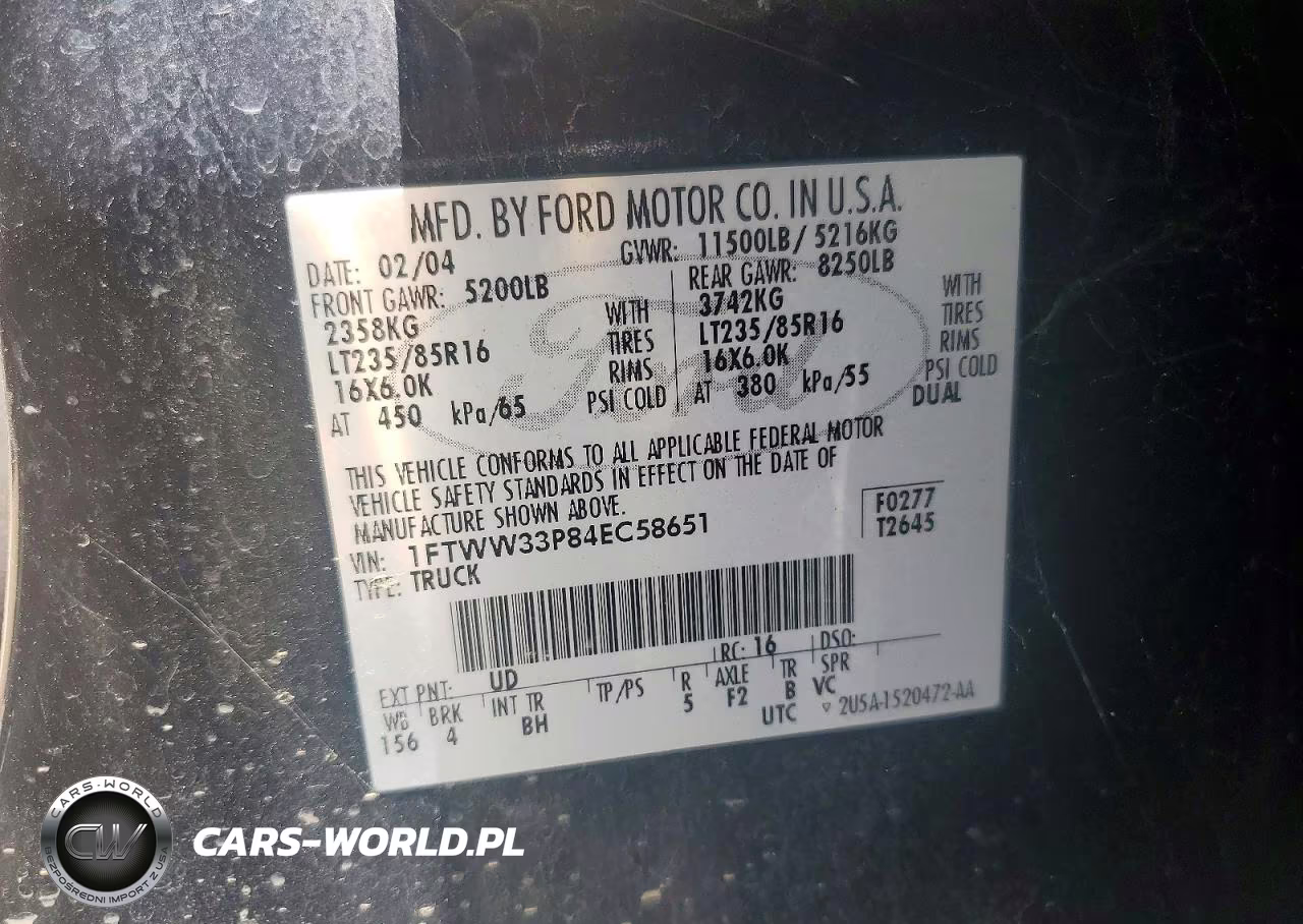 2004 Ford F350 Super Duty VIN:1FTWW33P84EC58651 - 13
