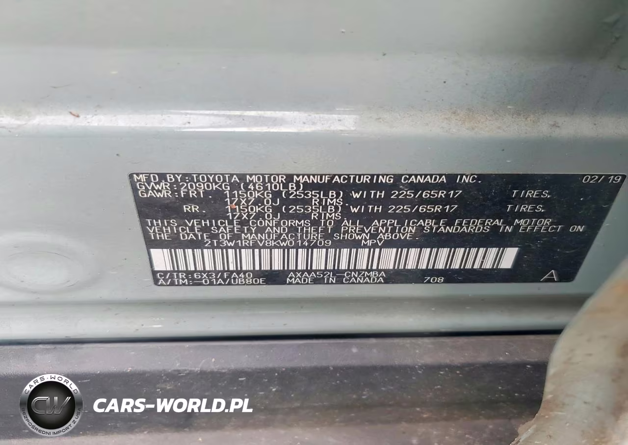 2019 Toyota Rav4 Xle VIN:2T3W1RFV8KW014709 - 13
