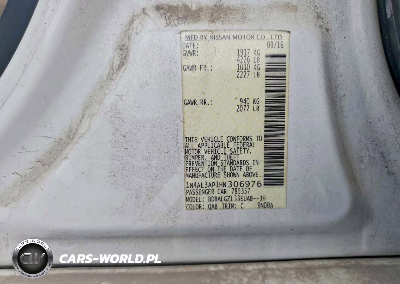 2017 Nissan Altima 2.5 S VIN:1N4AL3AP1HN306976 - 12
