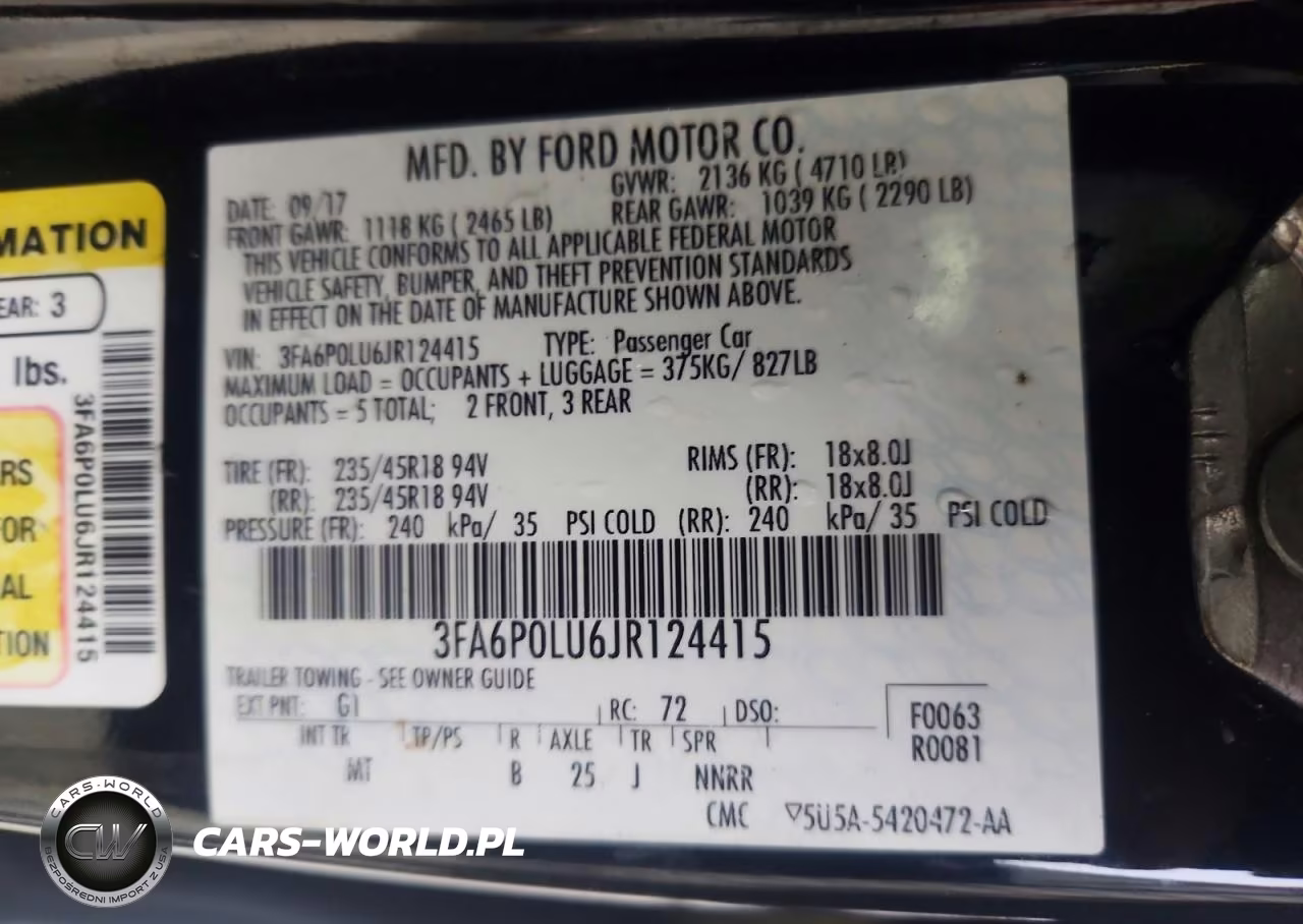 2018 Ford Fusion Se Hybrid VIN:3FA6P0LU6JR124415 - 13