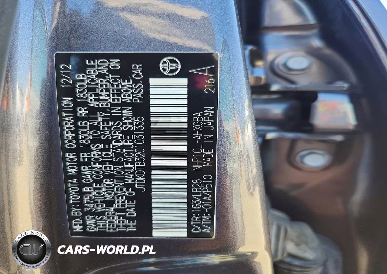 2012 Toyota Prius C Four VIN:JTDKDTB32C1031335 - 12