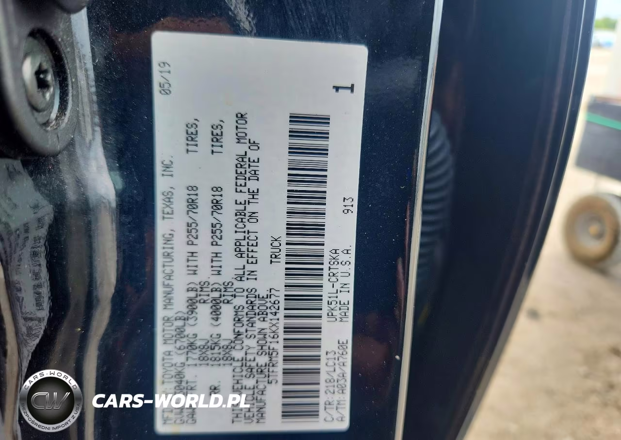 2019 Toyota Tundra Sr VIN:5TFRM5F16KX142677 - 12
