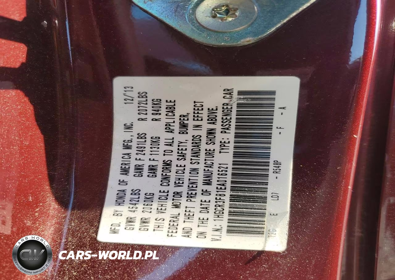 2014 Honda Accord Exl VIN:1HGCR3F81EA016521 - 13