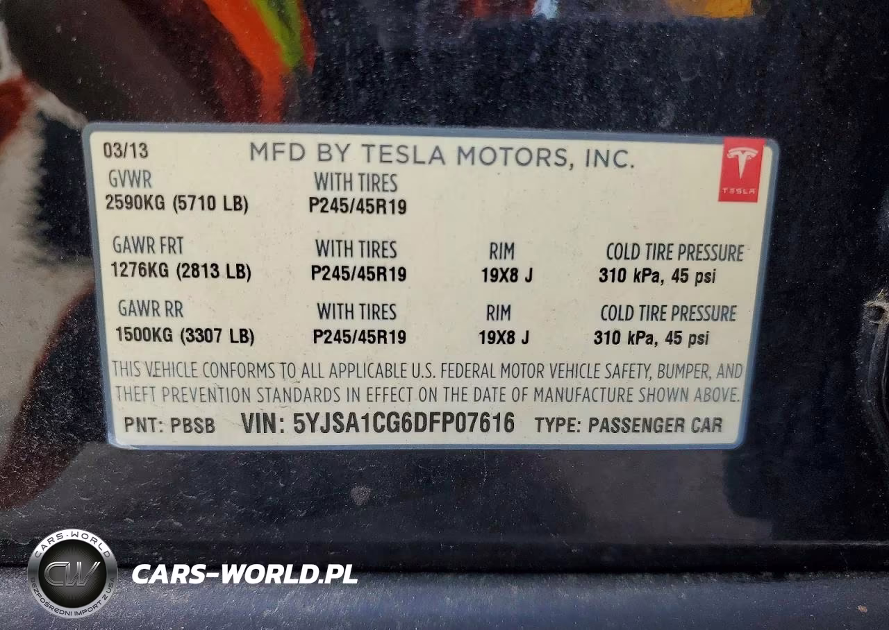 2013 Tesla Model S VIN:5YJSA1CG6DFP07616 - 13