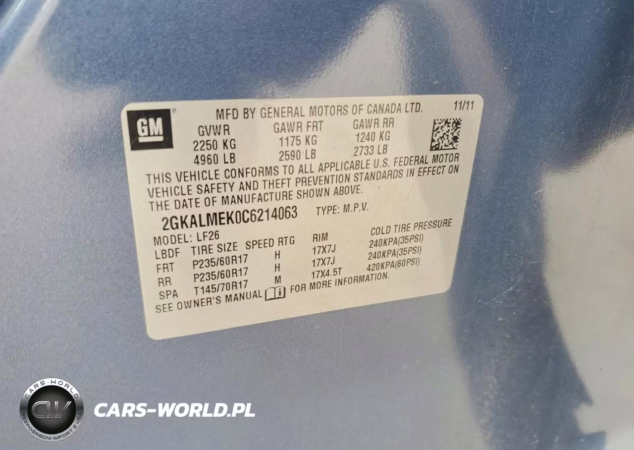 2012 GMC Terrain Sle VIN:2GKALMEK0C6214063 - 13