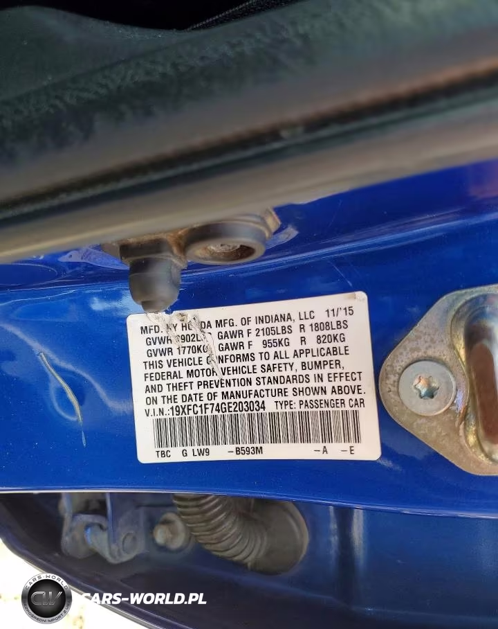 2016 Honda Civic Exl VIN:19XFC1F74GE203034 - 12
