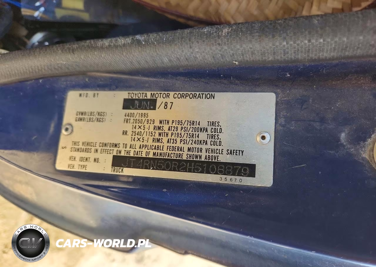 1987 Toyota Pickup Base VIN:JT4RN50R2H5108879 - 13