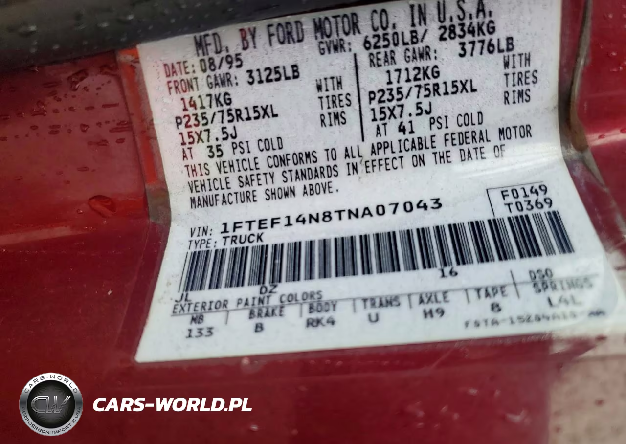 1996 Ford F150 VIN:1FTEF14N8TNA07043 - 12