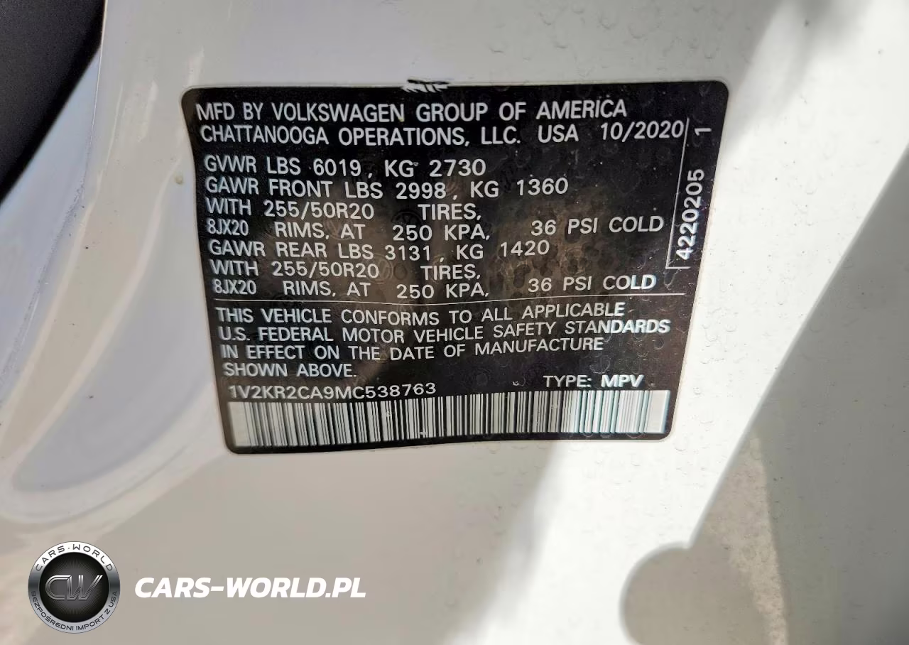 2021 Volkswagen Atlas Se VIN:1V2KR2CA9MC538763 - 13