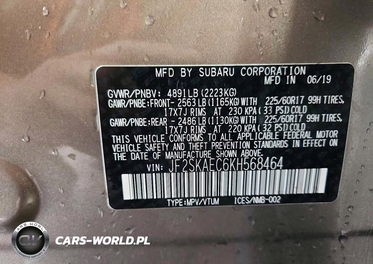 2019 Subaru Forester Premium VIN:JF2SKAEC6KH568464 - 12