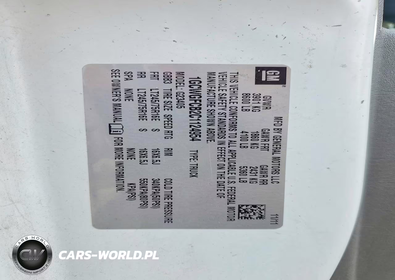 2012 Chevrolet Express 2500 Cargo Utility - Service Van VIN:1GCWGFCB2C1124954 - 13