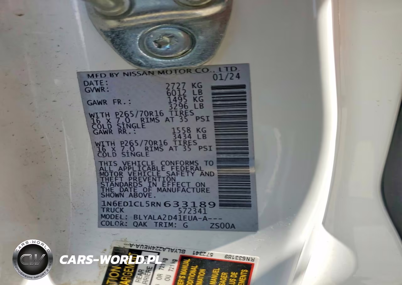 2024 Nissan Frontier S VIN:1N6ED1CL5RN633189 - 12
