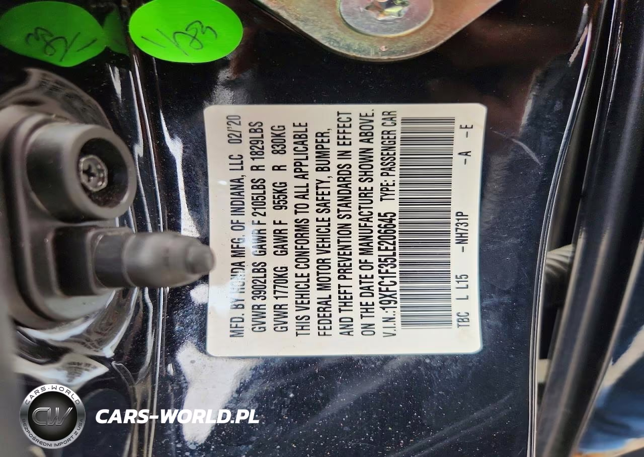 2020 Honda Civic Ex VIN:19XFC1F35LE206645 - 12