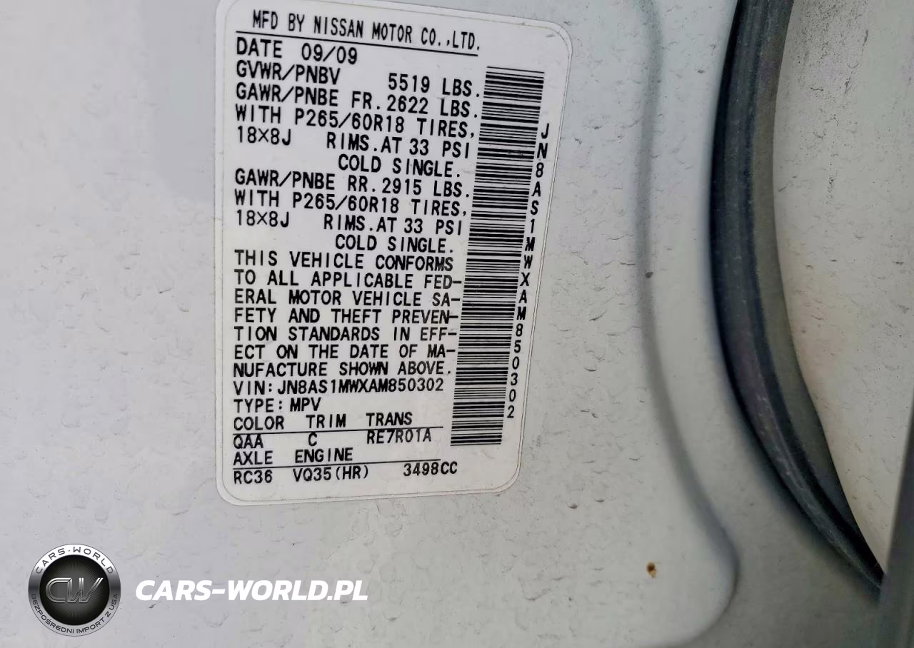 2010 Infiniti Fx35 Base VIN:JN8AS1MWXAM850302 - 13