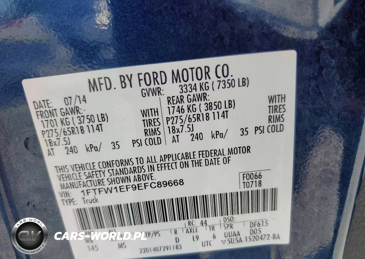 2014 Ford F150 Supercrew VIN:1FTFW1EF9EFC89668 - 12