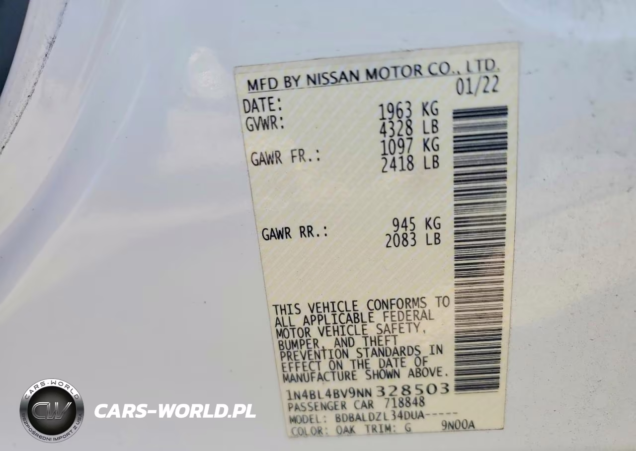 2022 Nissan Altima S VIN:1N4BL4BV9NN328503 - 13
