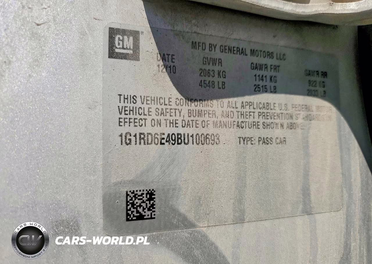 2011 Chevrolet Volt VIN:1G1RD6E49BU100693 - 12