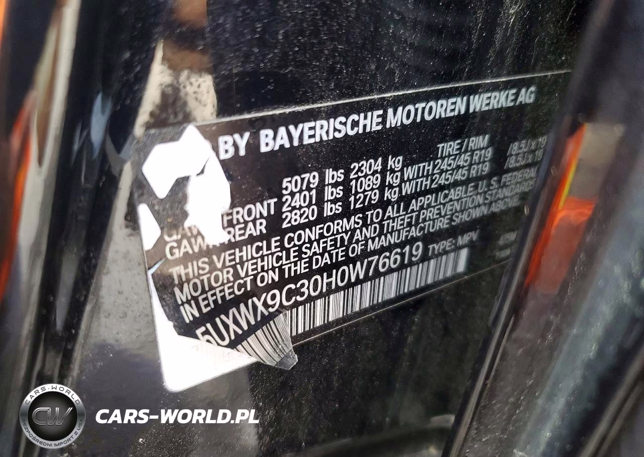 2017 BMW X3 xDrive28I VIN:5UXWX9C30H0W76619 - 13