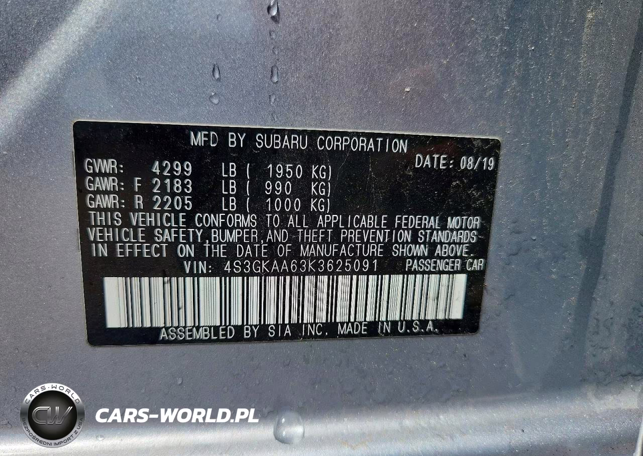 2019 Subaru Impreza VIN:4S3GKAA63K3625091 - 12