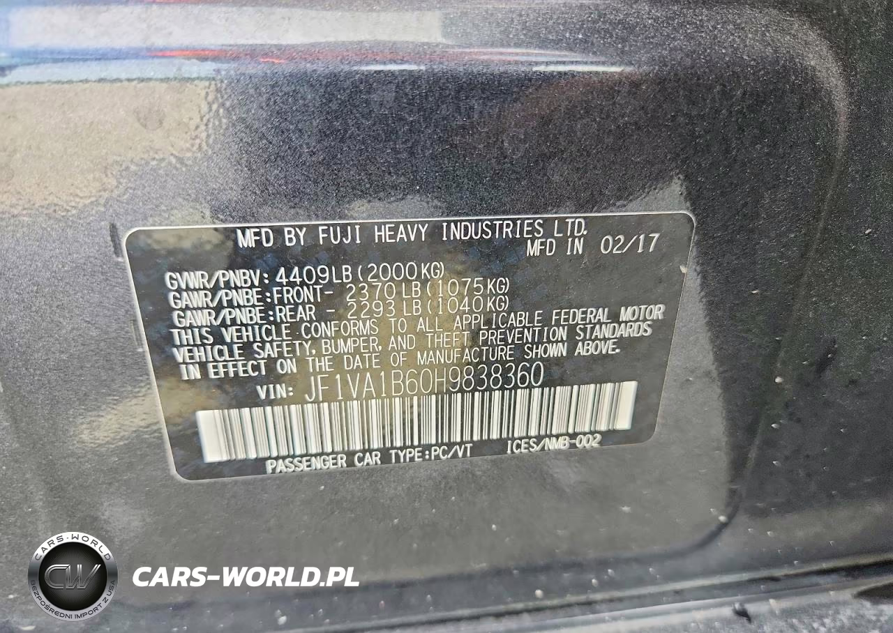 2017 Subaru Wrx VIN:JF1VA1B60H9838360 - 12