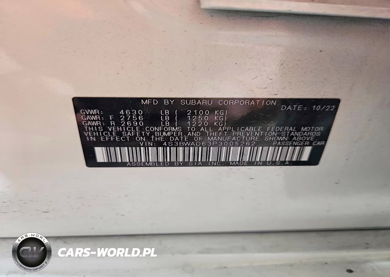 2023 Subaru Legacy Premium VIN:4S3BWAD63P3005262 - 12