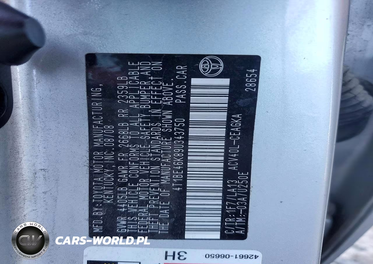 2009 Toyota Camry Xle VIN:4T1BE46K89U343750 - 12