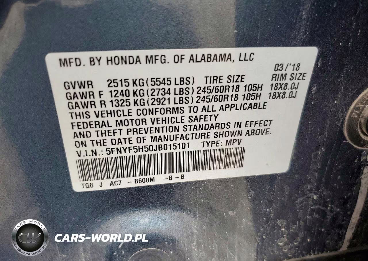 2018 Honda Pilot Exl VIN:5FNYF5H50JB015101 - 12
