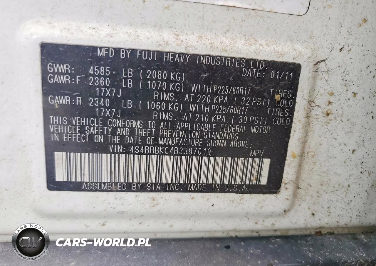 2011 Subaru Outback 2.5I Limited VIN:4S4BRBKC4B3387019 - 13