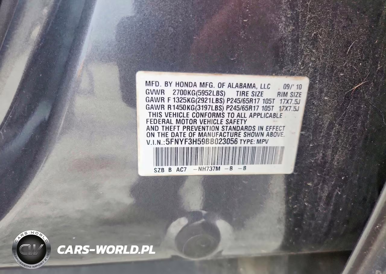 2011 Honda Pilot Exl VIN:5FNYF3H59BB023056 - 12