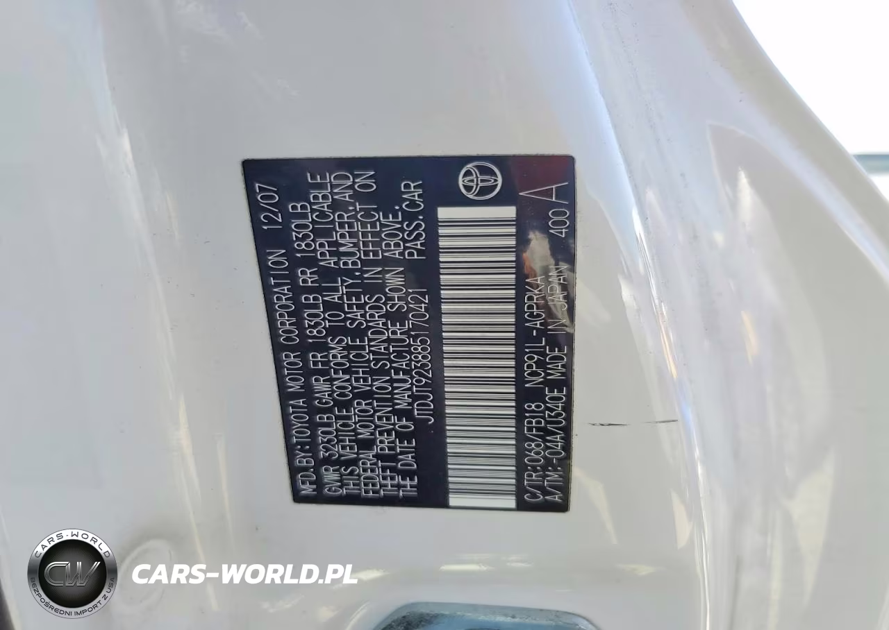 2008 Toyota Yaris Base VIN:JTDJT923885170421 - 12