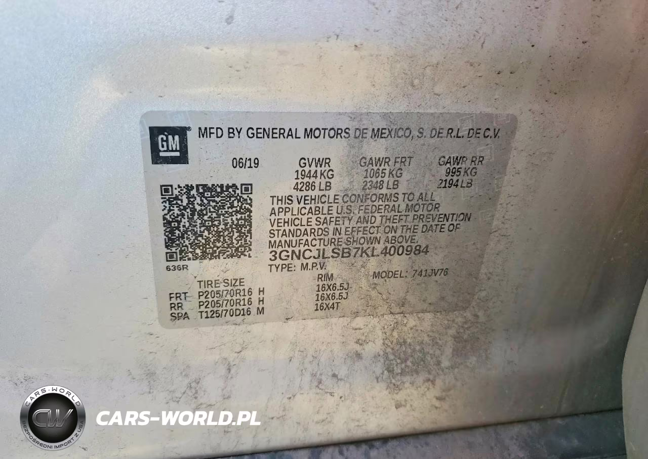 2019 Chevrolet Trax 1Lt VIN:3GNCJLSB7KL400984 - 13