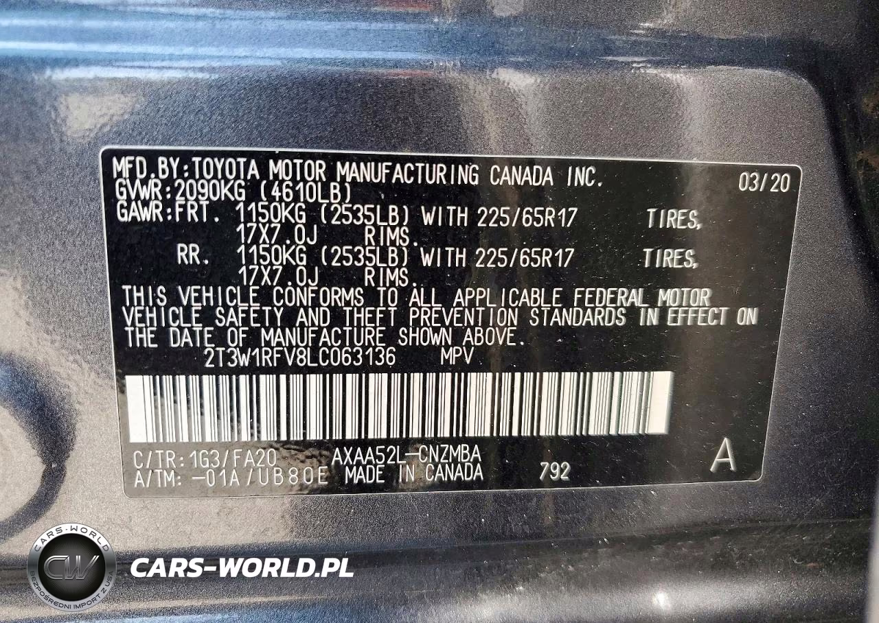 2020 Toyota Rav4 Xle VIN:2T3W1RFV8LC063136 - 13