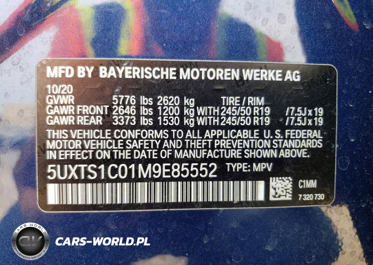 2021 BMW X3 xDrive30E VIN:5UXTS1C01M9E85552 - 14