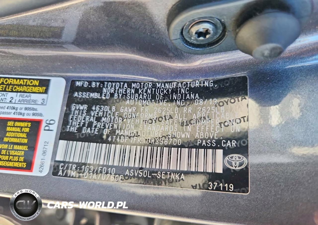 2013 Toyota Camry Le VIN:4T4BF1FKXDR336700 - 12