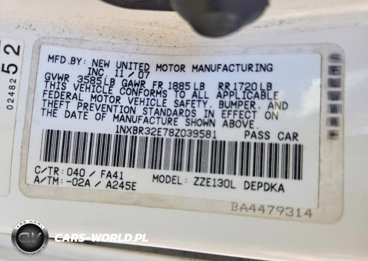 2008 Toyota Corolla Ce VIN:1NXBR32E78Z039581 - 12